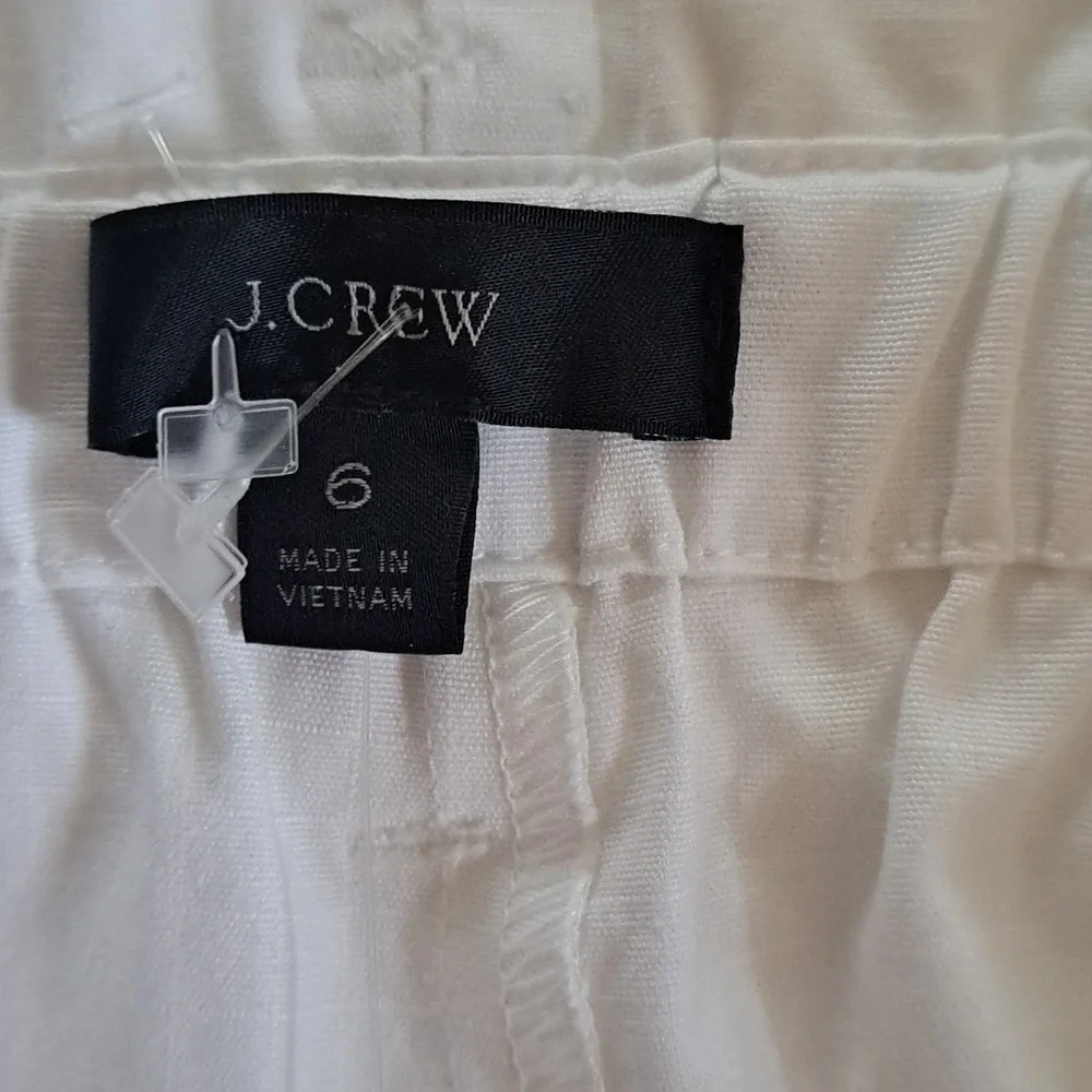 NWT J. Crew Womens Wide Leg White Cropped Chino Pants Elastic Waist Sash‎ S-6